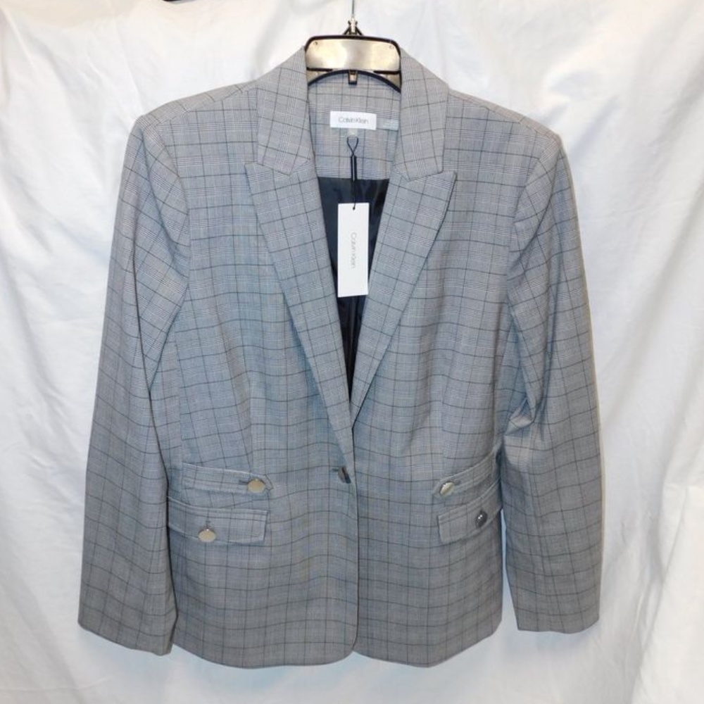 NEW Calvin Klein Gray Blazer Jacket with Tags ($140 Value!) (Size 14 Women's)